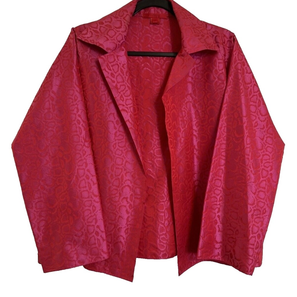 SHAMASK Fusicia Pink 100% Silk Snakeskin Open Jacket Size 1 6/8